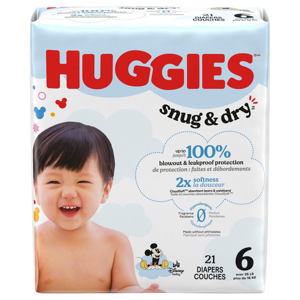 Huggies Snug & Dry Size 6 Baby Diapers 35+ lb