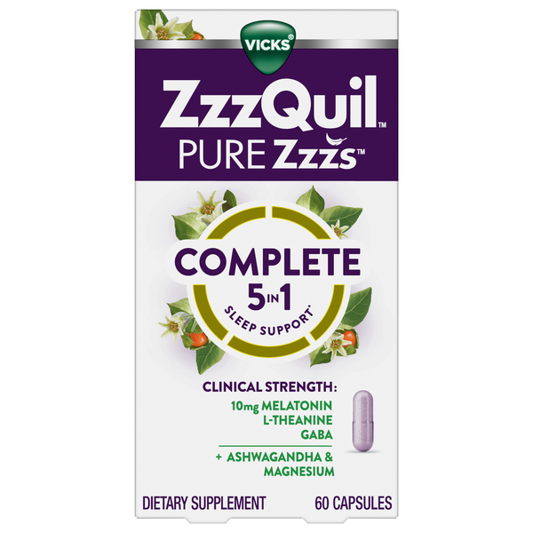 Vicks ZzzQuil PURE Zzzs Complete 5in1 Sleep Support Capsules