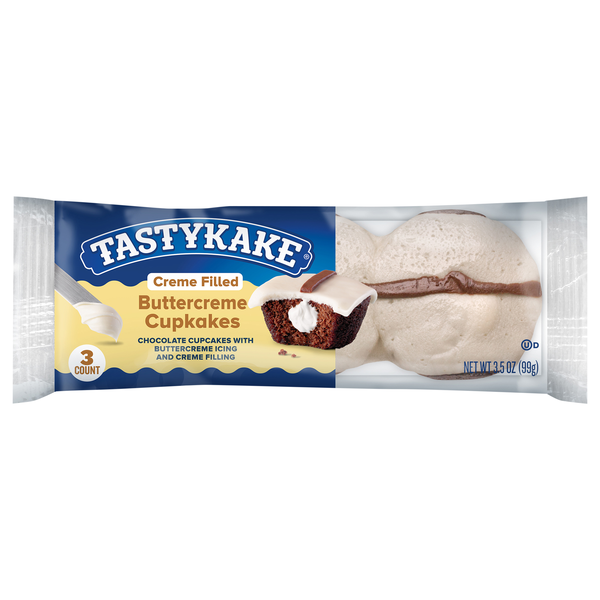 Tastykake Creme Filled Buttercreme Cupkakes - 3 ct