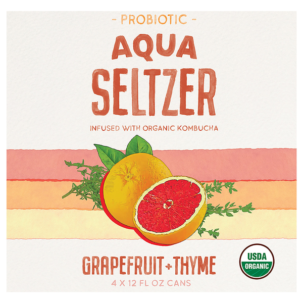 Aqua Organic Grapefruit & Thyme Probiotic Seltzer - 4 pk