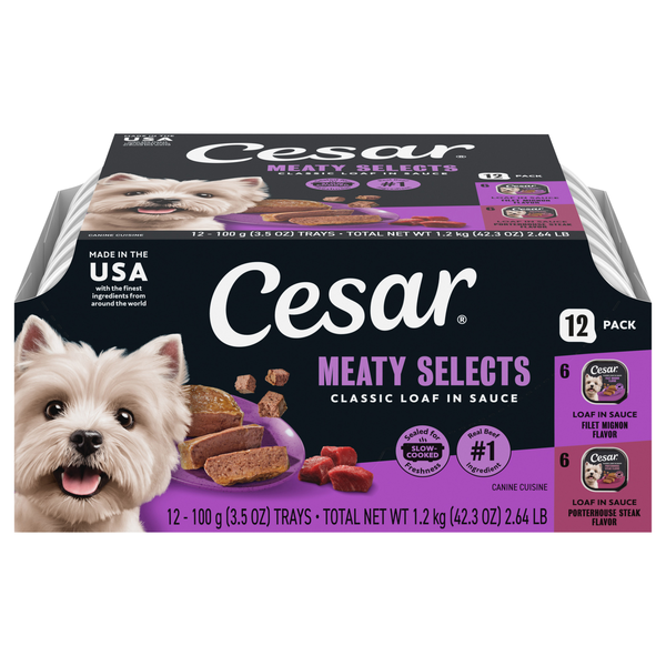 CESAR Classic Loaf Filet Mignon & Steak Variety Adult Wet Dog Food - 12 ct