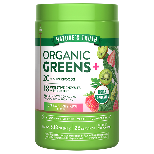 Nature's Truth Organic Strawberry Kiwi Greens Dietary Supplement Powder