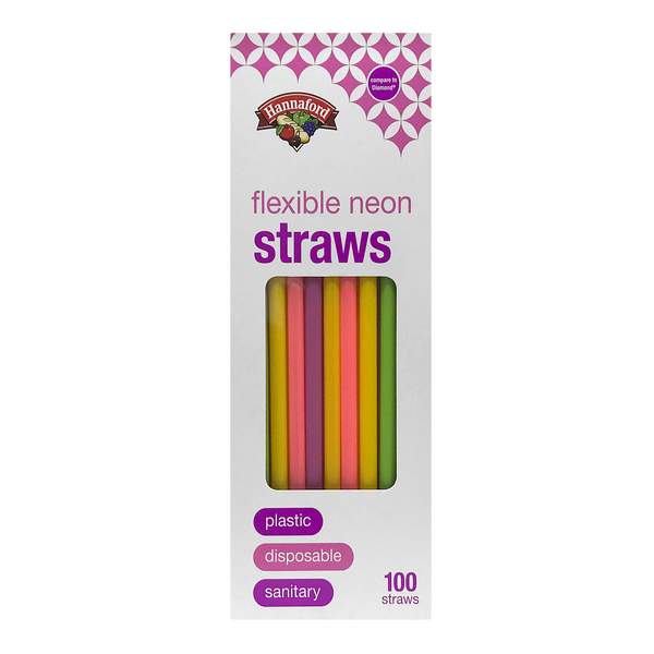 Hannaford Straws Flexible Neon
