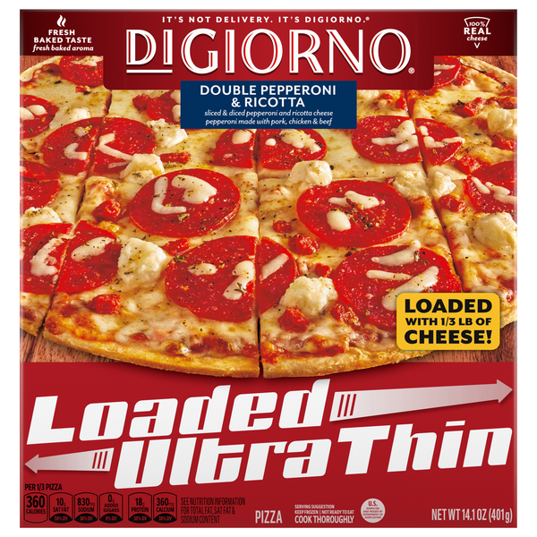 DiGiorno Ultra Thin Loaded Double Pepperoni & Ricotta Pizza Frozen