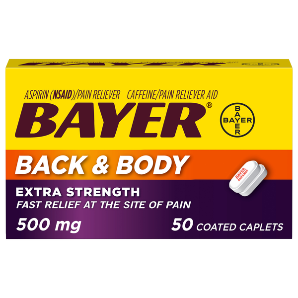Bayer Back & Body Pain Relief Aspirin Extra Strength 500 mg Coated Caplets