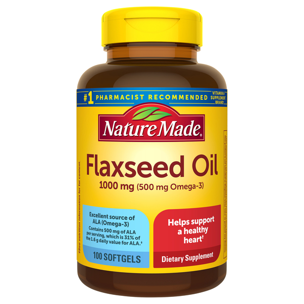 Nature Made Flaxseed Oil 1000 mg Dietary Supplement Softgels