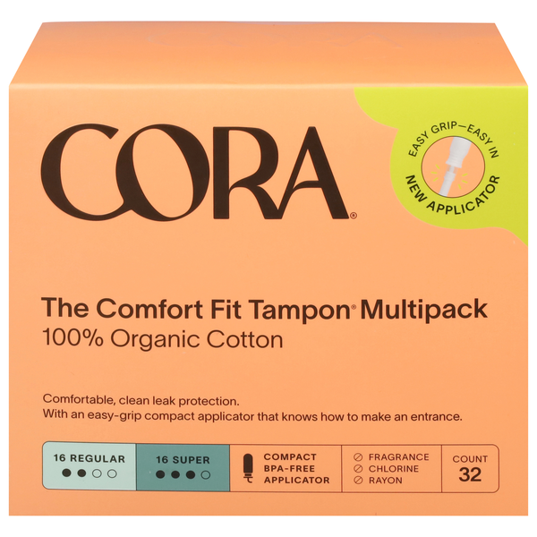 Cora Organic Cotton Multipack Regular & Super Compact Tampons