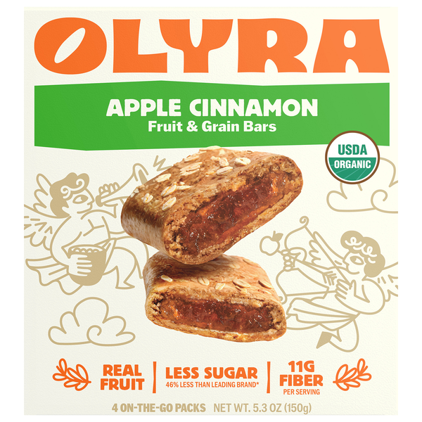 Olyra Organic Apple Cinnamon Fruit & Grain Bars - 4 ct
