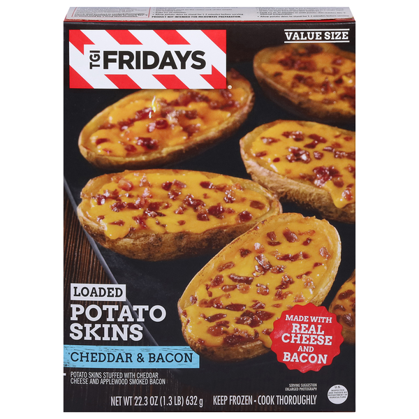 TGI Fridays Cheddar & Bacon Loaded Potato Skins Value Size Frozen
