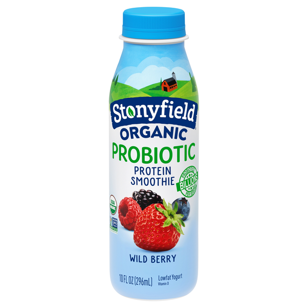Stonyfield Organic Probiotic Low Fat Wild Berry Yogurt Protein Smoothie