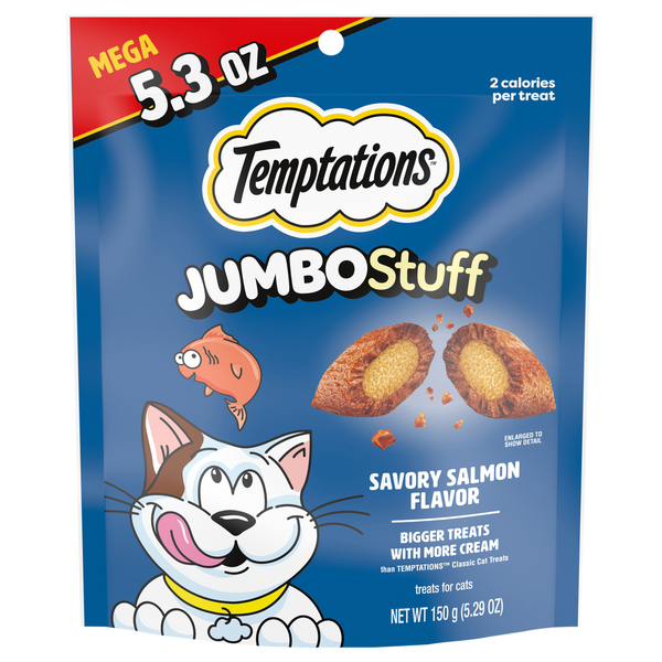 Temptations JUMBO Stuff Savory Salmon Flavor Crunchy & Soft Cat Treats