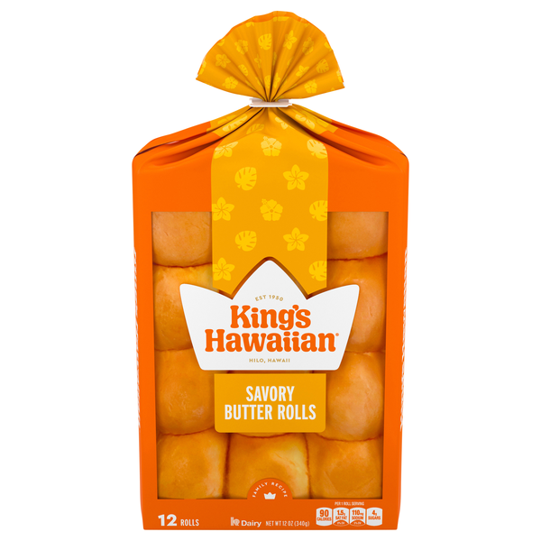 King's Hawaiian Savory Butter Rolls - 12 ct