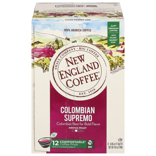 New England Coffee Colombian Supremo Medium Roast K-Cup Coffee Pods