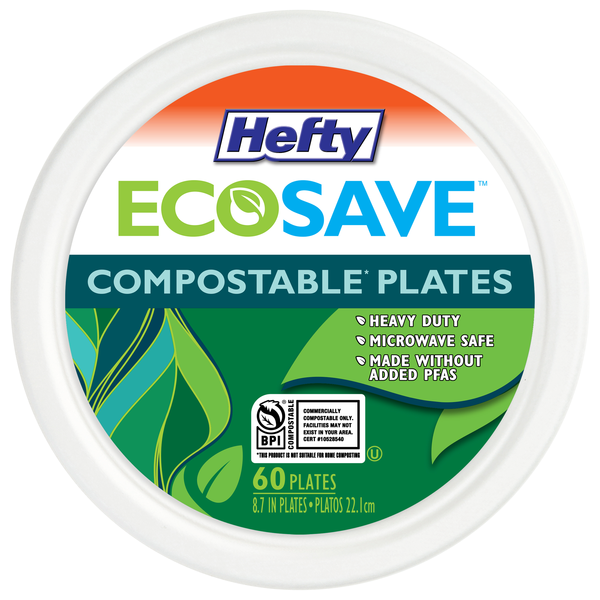 Hefty Ecosave Compostable Plates 8.7 Inch