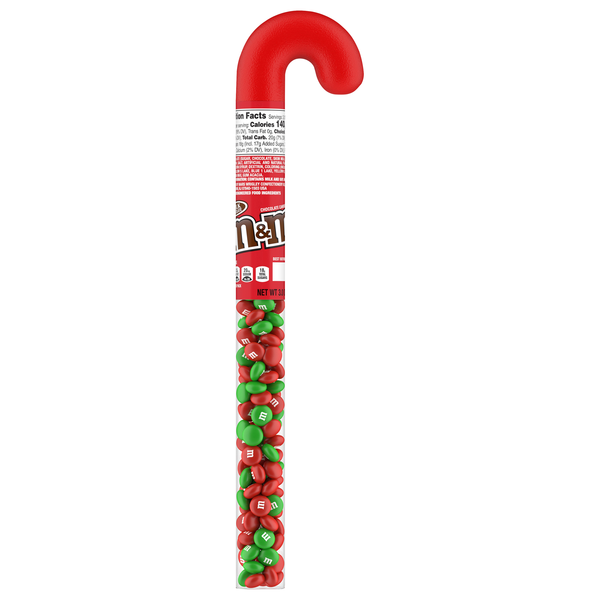 M&M's Red & Green Milk Chocolate Christmas Candy Filled Cane