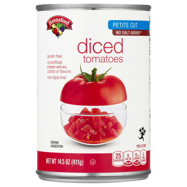Hannaford No Salt Added Petite Cut Diced Tomatoes