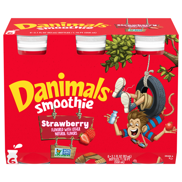 Danimals Smoothie Strawberry Drink - 6 pk
