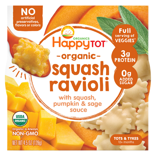 Happy Tot Organics Squash Ravioli with Squash Pumpkin & Sage Sauce