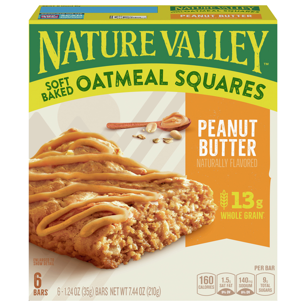 Nature Valley Peanut Butter Soft Baked Oatmeal Squares Bars - 6 ct