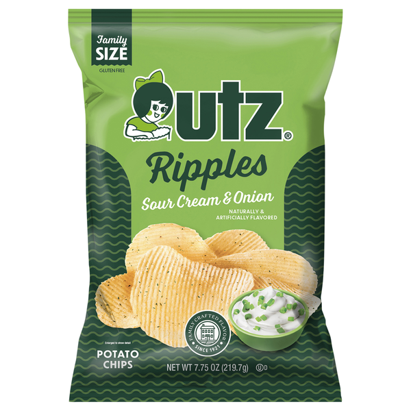 Utz Ripples Gluten Free Sour Cream & Onion Potato Chips Family Size