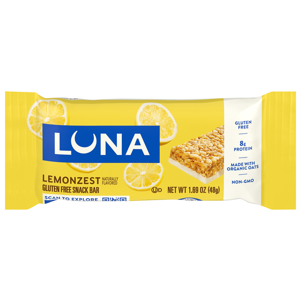 LUNA Organic Gluten Free Lemonzest 8g Protein Nutrition Bar