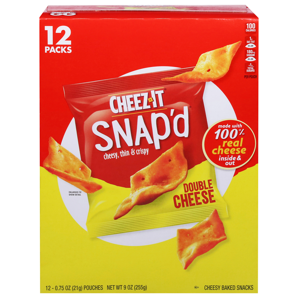 Cheez-It Snap'd Double Cheese Baked Crackers Packs - 12 ct