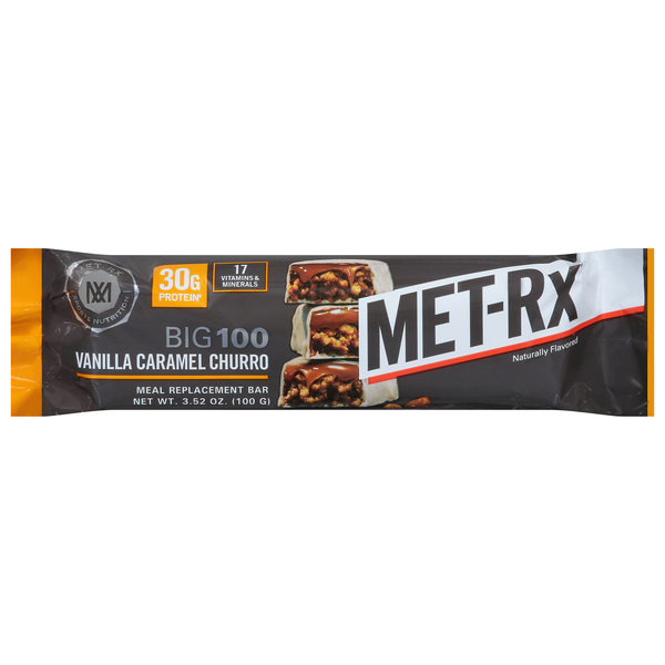 MET-Rx Big 100 Vanilla Caramel Churro 30g Protein Meal Replacement Bar