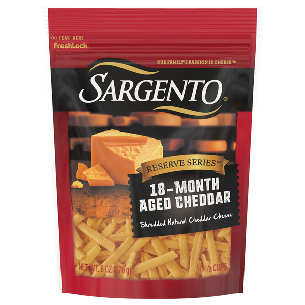 Save on Sargento Reserve Series 18 Month Aged Cheddar Cheese Shredded
