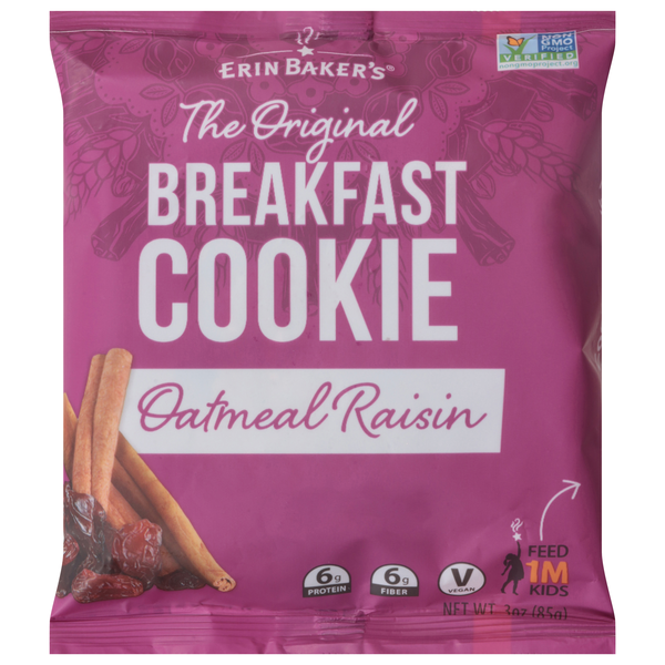 Erin Baker's Vegan Oatmeal Raisin 6g Protein Breakfast Cookie