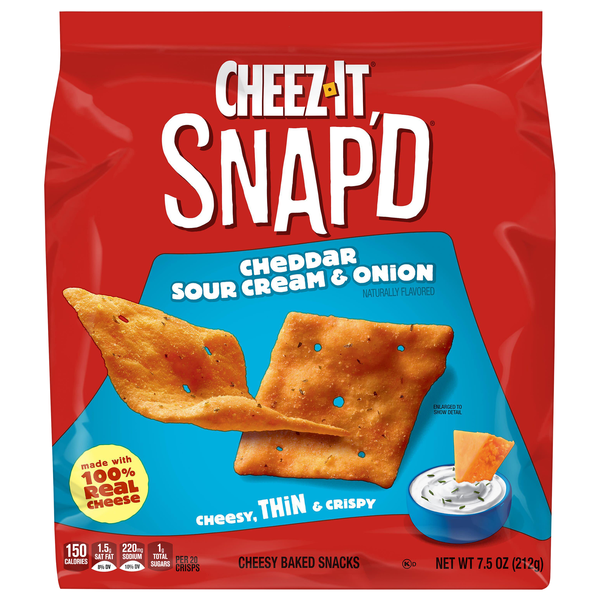 Cheez-It Snap'd Cheddar Sour Cream & Onion Cheesy Baked Crackers