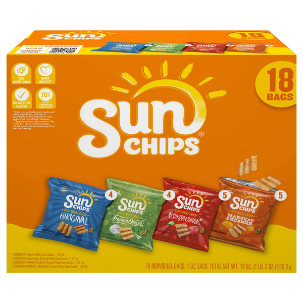 Sun Chips Whole Grain Snacks Variety Pack - 18 ct