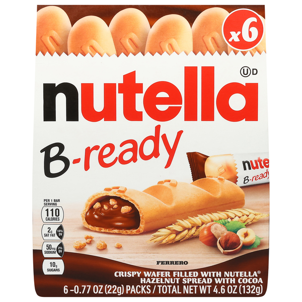 Nutella B-Ready Crispy Wafer Cookies w/Hazelnut Spread Packs - 6 ct