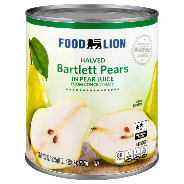 Food Lion Halved Bartlett Pears in Pear Juice from Concentrate