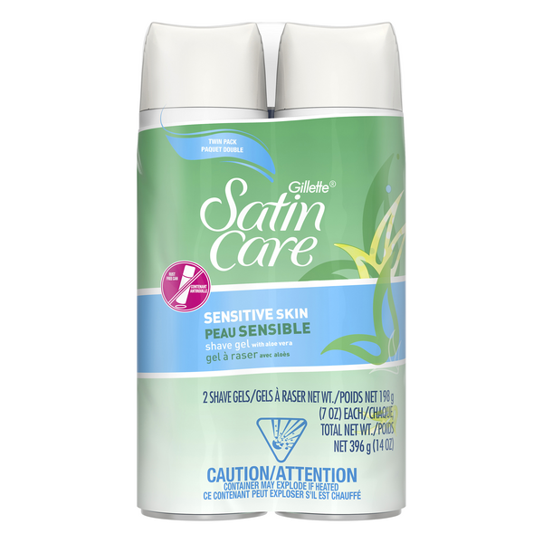 Gillette Women's Satin Care Shave Gel for Sensitive Skin - 2 ct