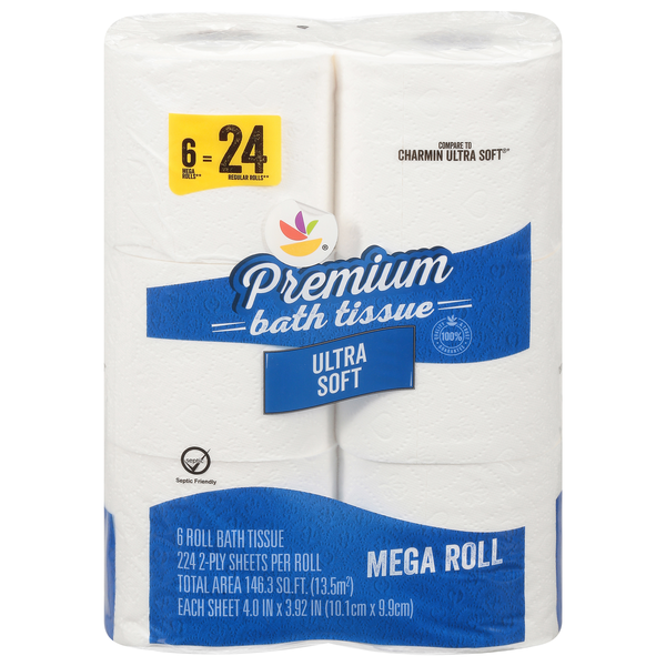 Stop & Shop Premium Ultra Soft Mega Roll 2-Ply Toilet Paper - 6 ct