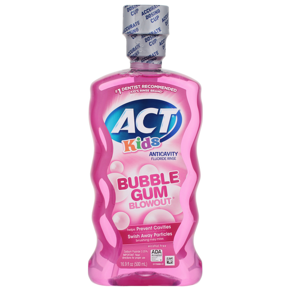 ACT Kids Bubble Gum Blowout Alcohol Free Anticavity Fluoride Rinse