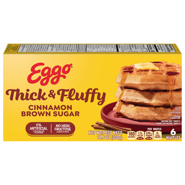 Eggo Thick & Fluffy Cinnamon Brown Sugar Belgian Waffles - 6 ct