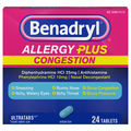 Benadryl Allergy + Congestion Relief Antihistamine Decongestant Tablets