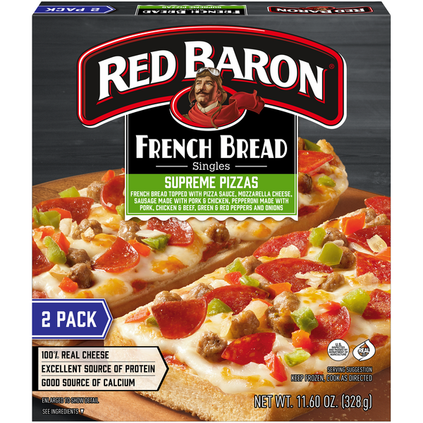 Red Baron French Bread Singles Supreme Pizza Frozen - 2 ct