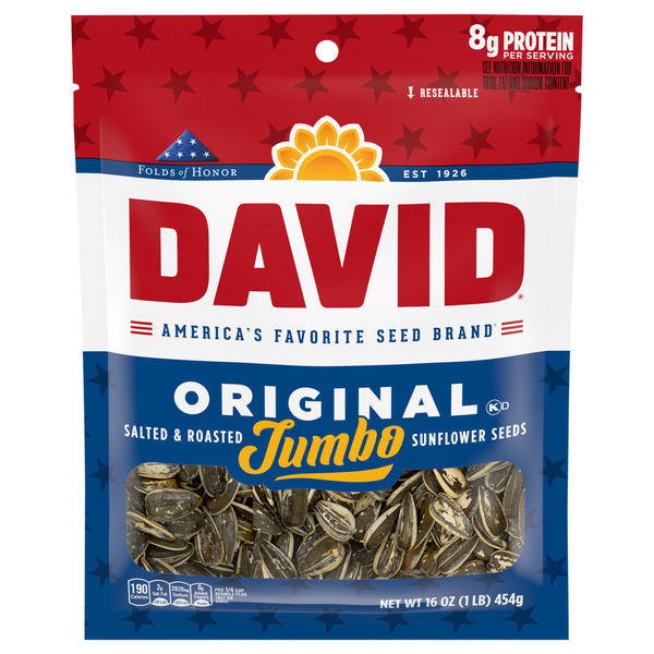 DAVID Original Salted & Roasted Jumbo Sunflower Seeds
