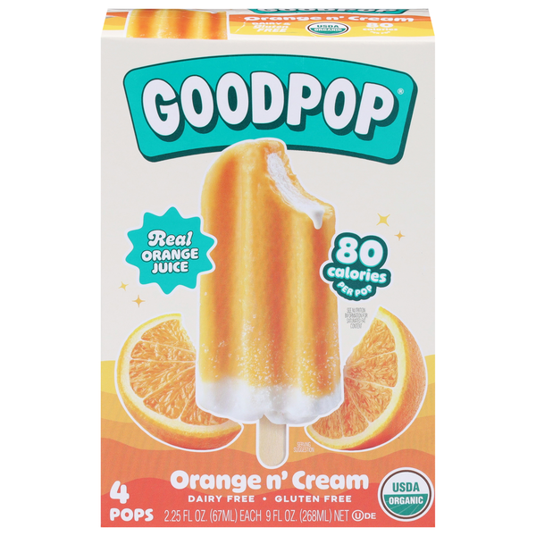 GoodPop Organic Gluten & Dairy Free Orange n' Cream Pops - 4 ct