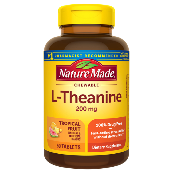 Nature Made L-Theanine 200 mg Chewable Tablets Tropical Fruit
