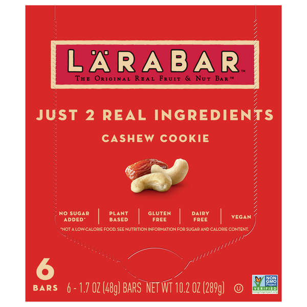 LARABAR Gluten Free Cashew Cookie Fruit & Nut Bars - 6 ct