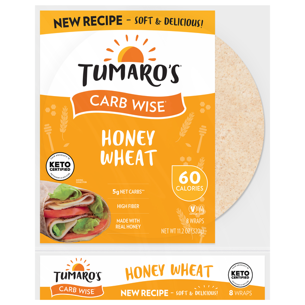 Tumaro's Carb Wise Honey Wheat Wraps - 8 ct