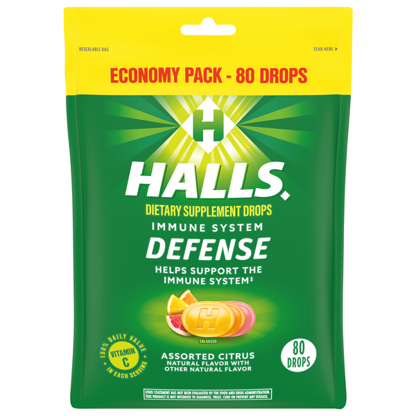 Halls Defense Immune System Assorted Citrus Drops Economy Pack