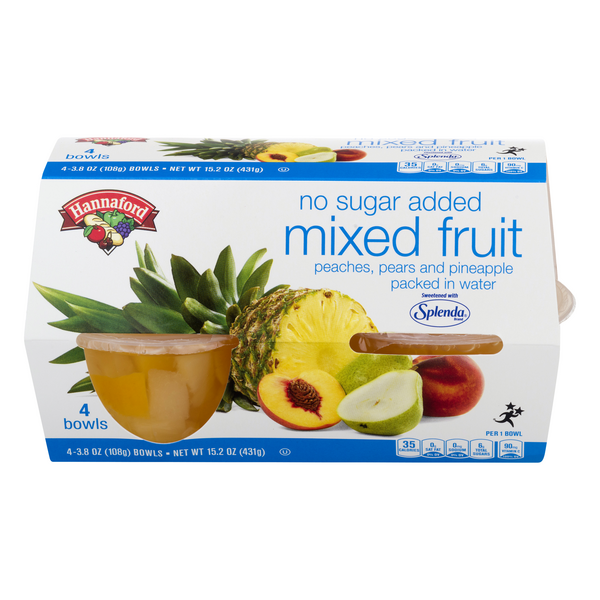 Hannaford No Sugar Added Mixed Fruit Cups in Stevia Sweetened Water - 4 ct