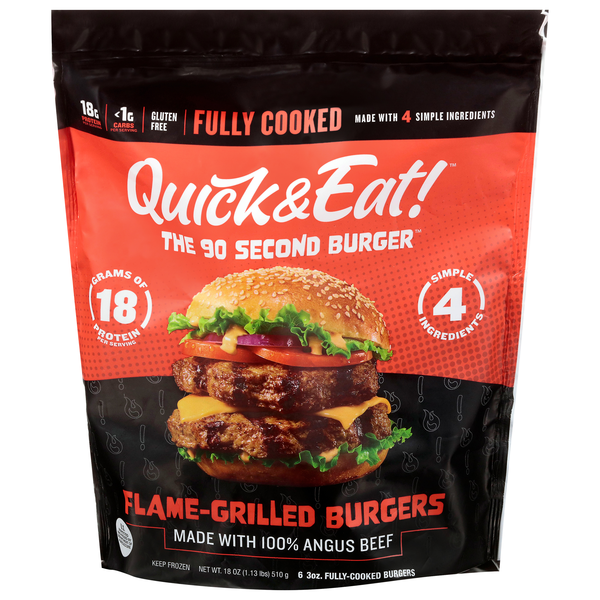 Quick'N Eat! Flame Grilled Beef Patties Frozen