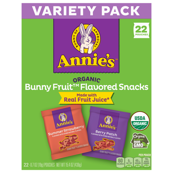 Annie's Organic Variety Pack Bunny Fruit Flavored Snacks - 22 ct