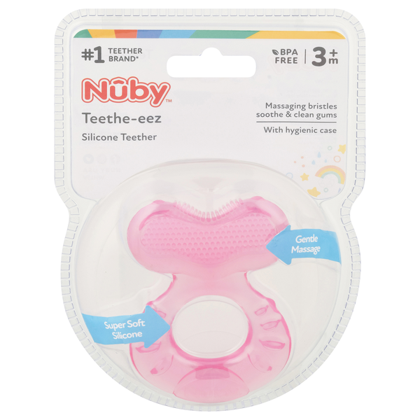 Nuby Teethe-eez Pink Silicone Teether 3m+