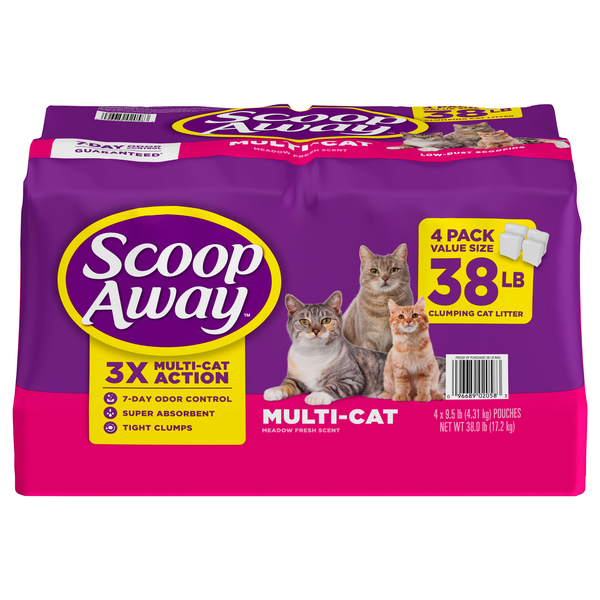 Scoop Away Multi-Cat Clumping Meadow Fresh Scent Dust Free Cat Litter 4 ct